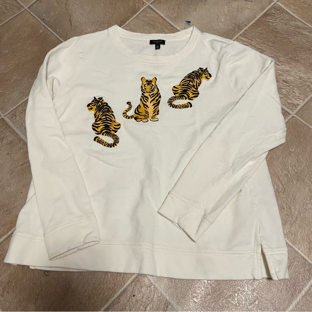 Talbots Embroidered Tigers Long Sleeve